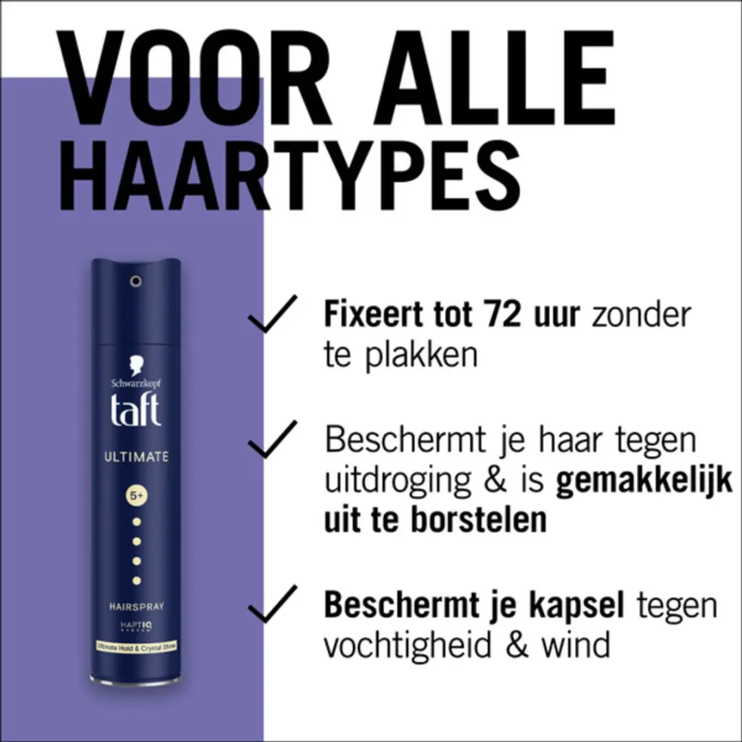 Taft Ultimate 5+ Haarspray 500ml - 2 Stuks