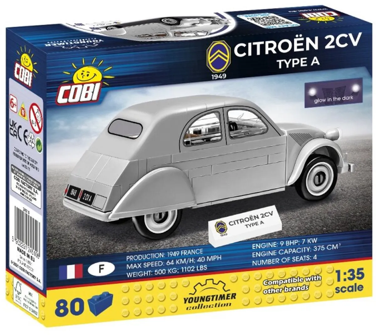 Cobi Citroën 2CV Type A Bouwset - 12 Onderdelen - Meerkleurig