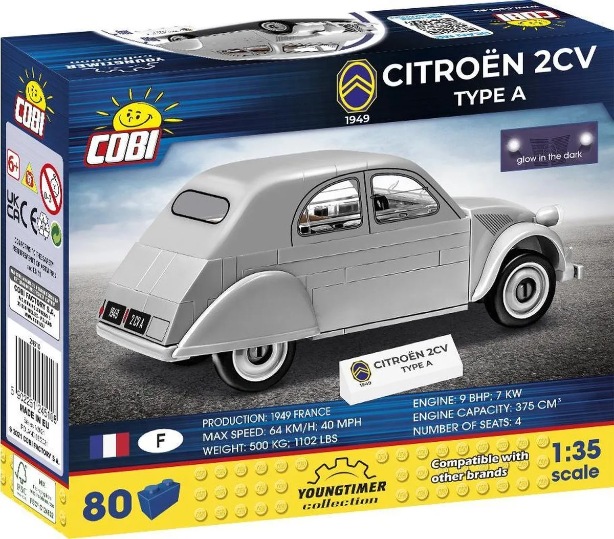 Cobi Citroën 2CV Type A Bouwset - 12 Onderdelen - Meerkleurig