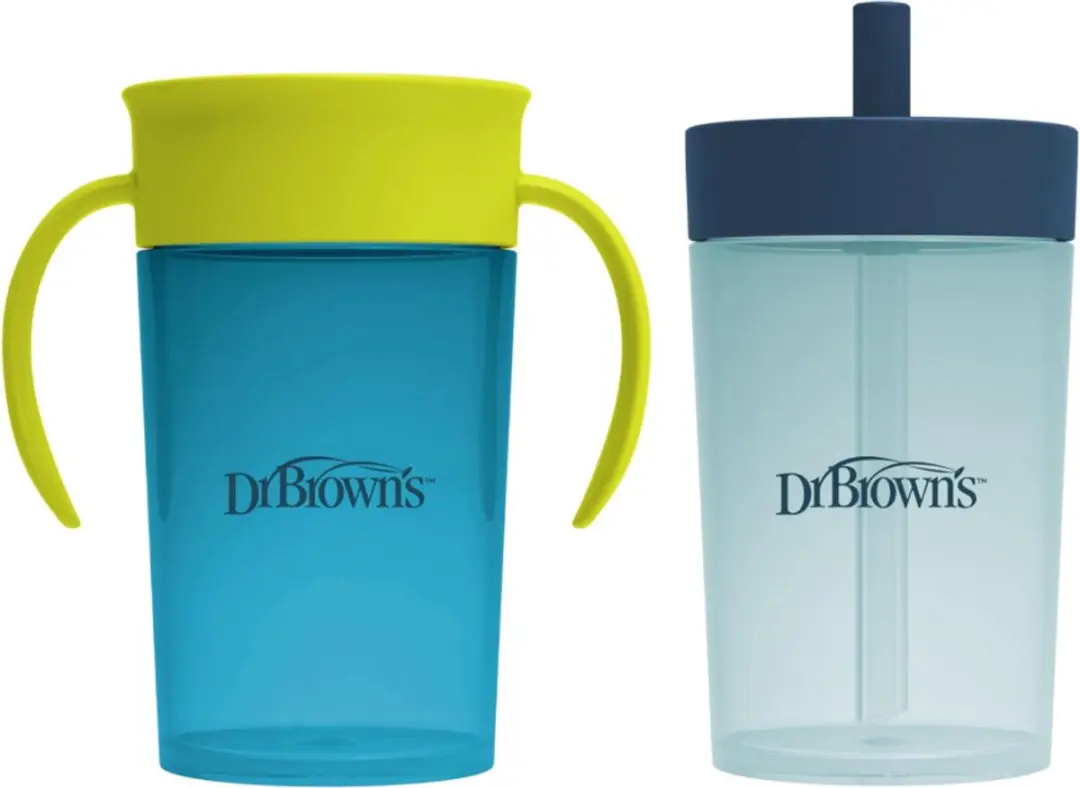 Dr. Brown's Milestones 360° Oefenbeker Set 2 Stuks 300ml - Blauw/Groen