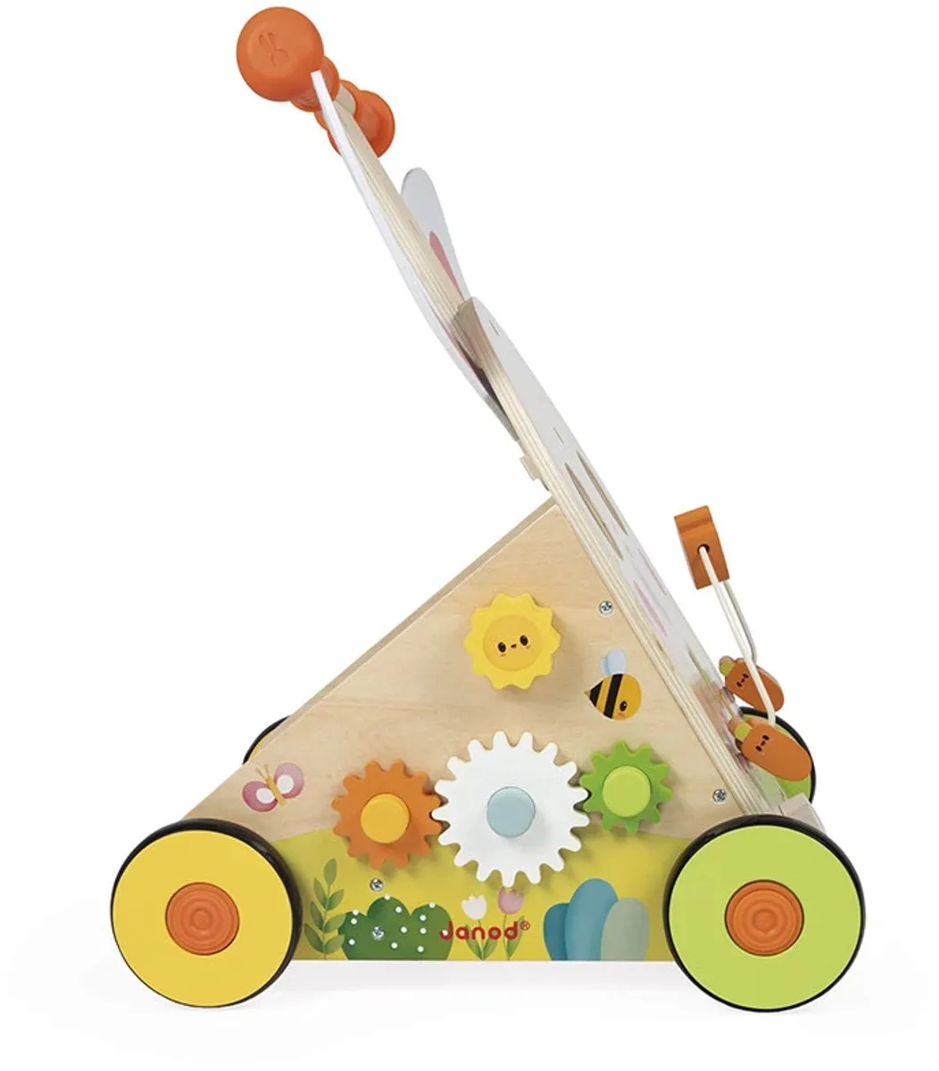 Janod Houten Konijn Multi-Activiteitenkar - 9 Activiteiten - Verstelbaar