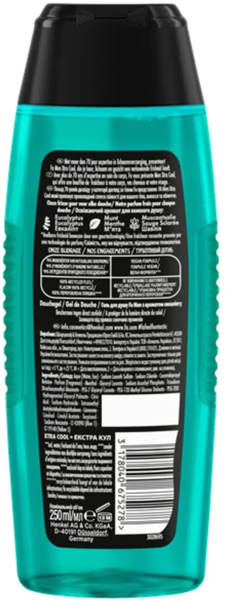 Fa Men Extreme Cool Douchegel & Shampoo 250ml - 7 Stuks