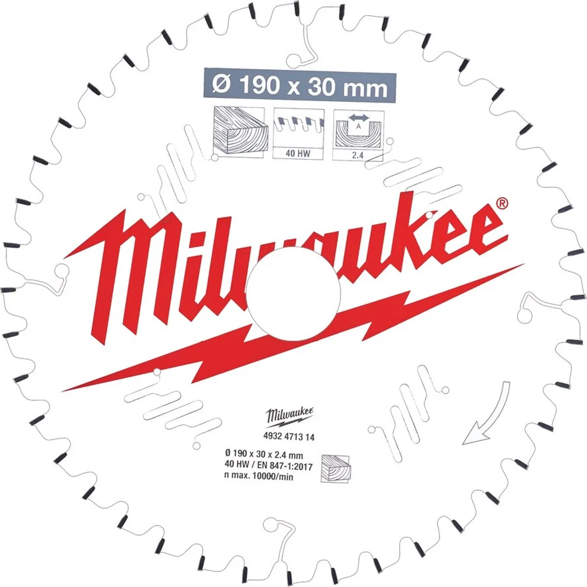 Milwaukee Cirkelzaagblad Hout 190mm 40T