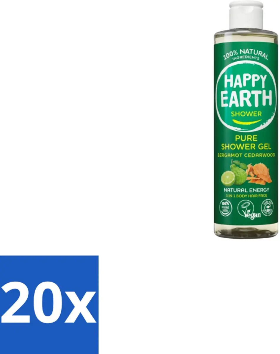 Happy Earth Douchegel Bergamot Cedarwood 300ml