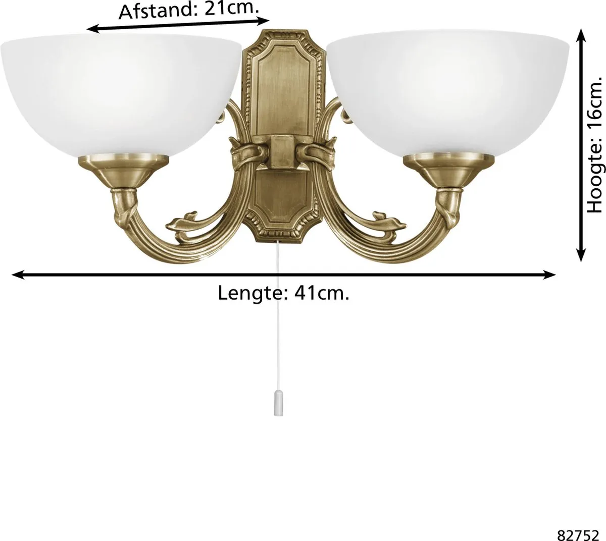 Eglo Savoy Wandlamp 2 Lichts - Brons/Wit - afbeelding 6 van 6