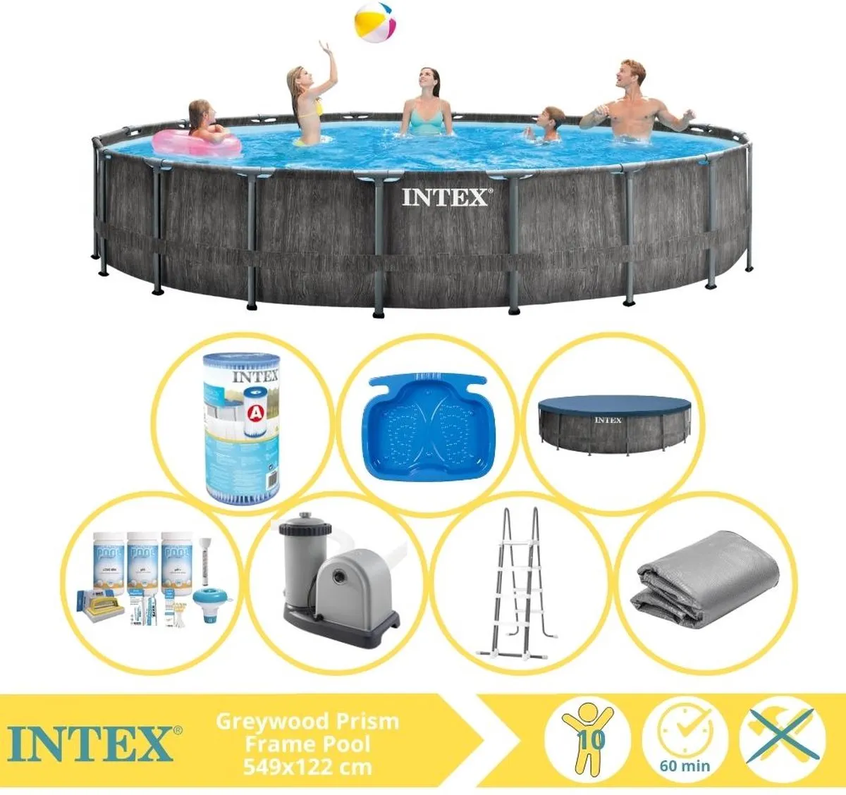 Intex Prism Frame 26744GN Opzetzwembad 549x122cm - Grijs