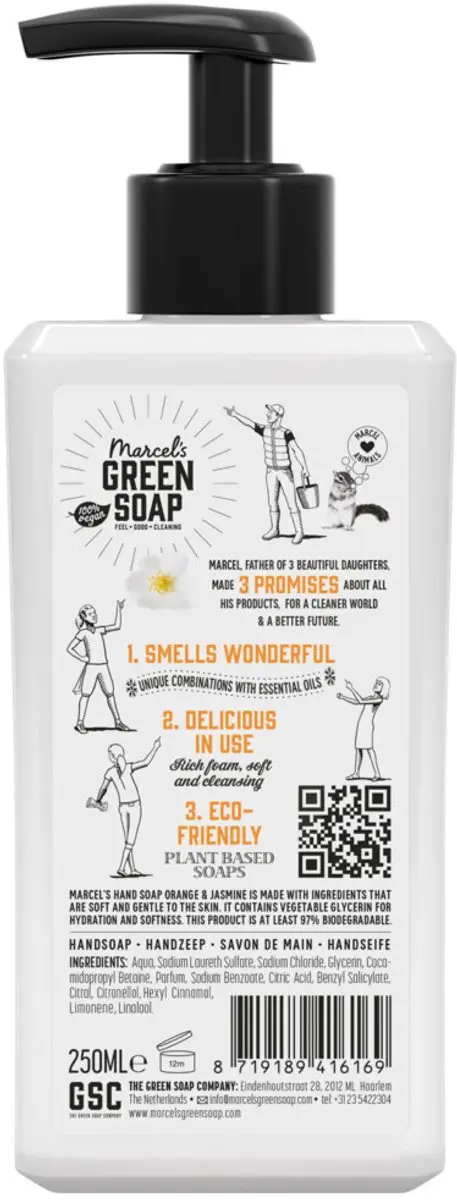 Marcel's Green Soap Handzeep Sinaasappel & Jasmijn 250ml - 2 Stuks