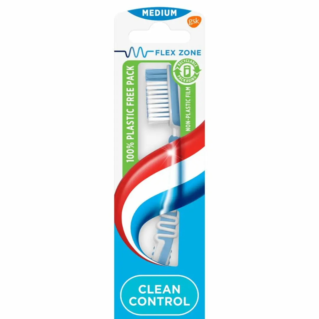 Aquafresh Tandenborstel Clean Control Medium - 12 Stuks - Lichtblauw