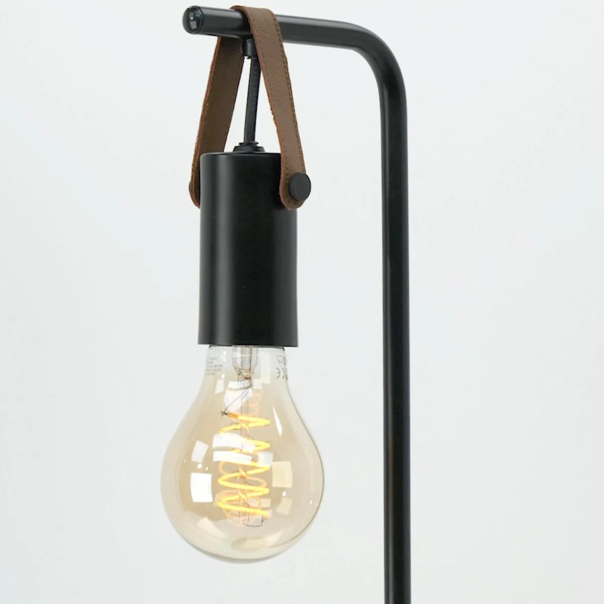 Eglo Apricale Tafellamp E27 - Staal/Leer - 17cm - Zwart/Bruin