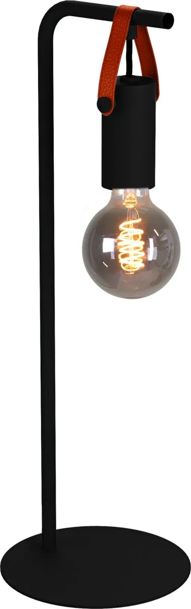 Eglo Apricale Tafellamp E27 - Staal/Leer - 17cm - Zwart/Bruin