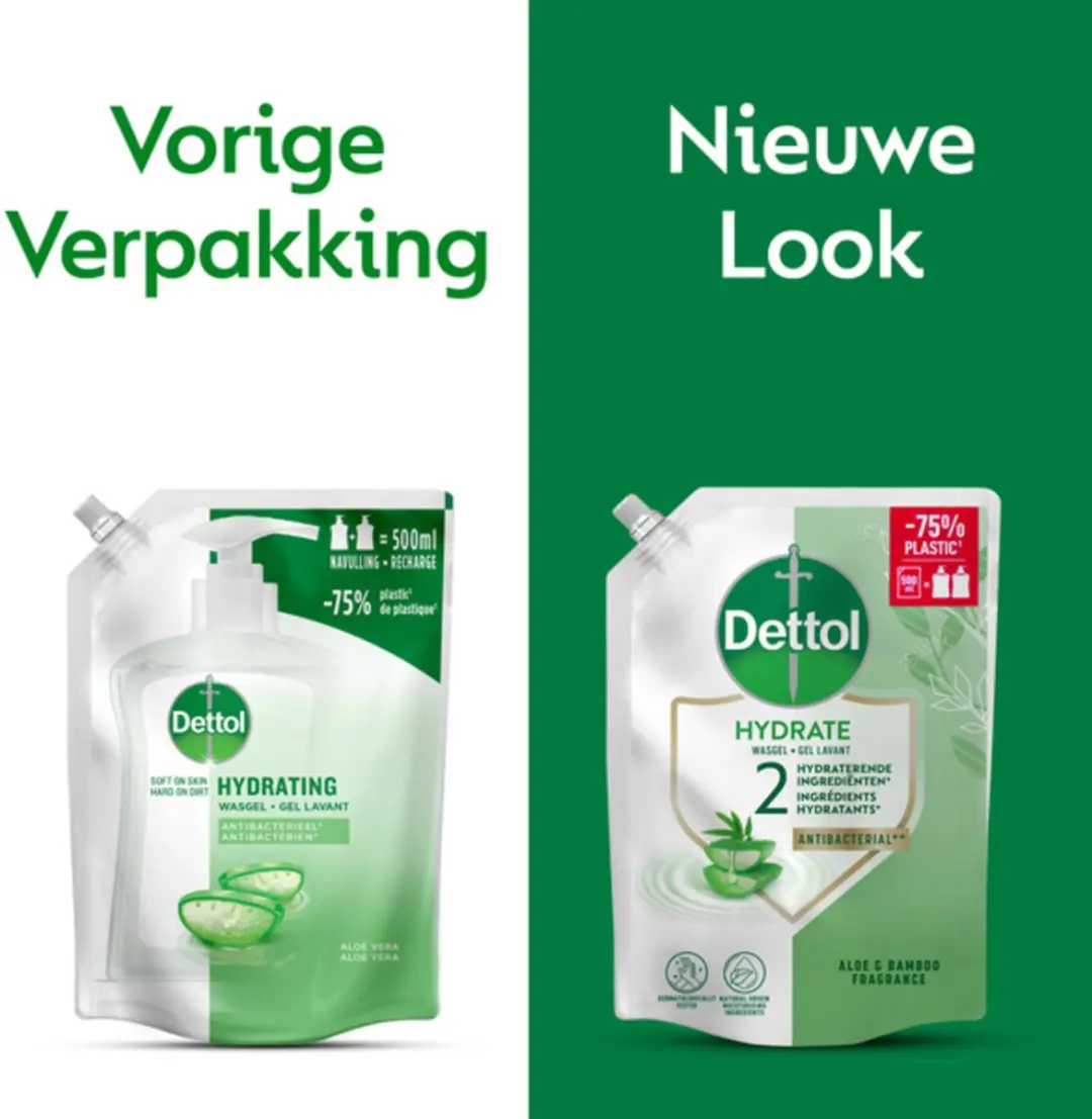 Dettol Handzeep Navulling Hydrate Aloë Vera 500ml - 10 Stuks