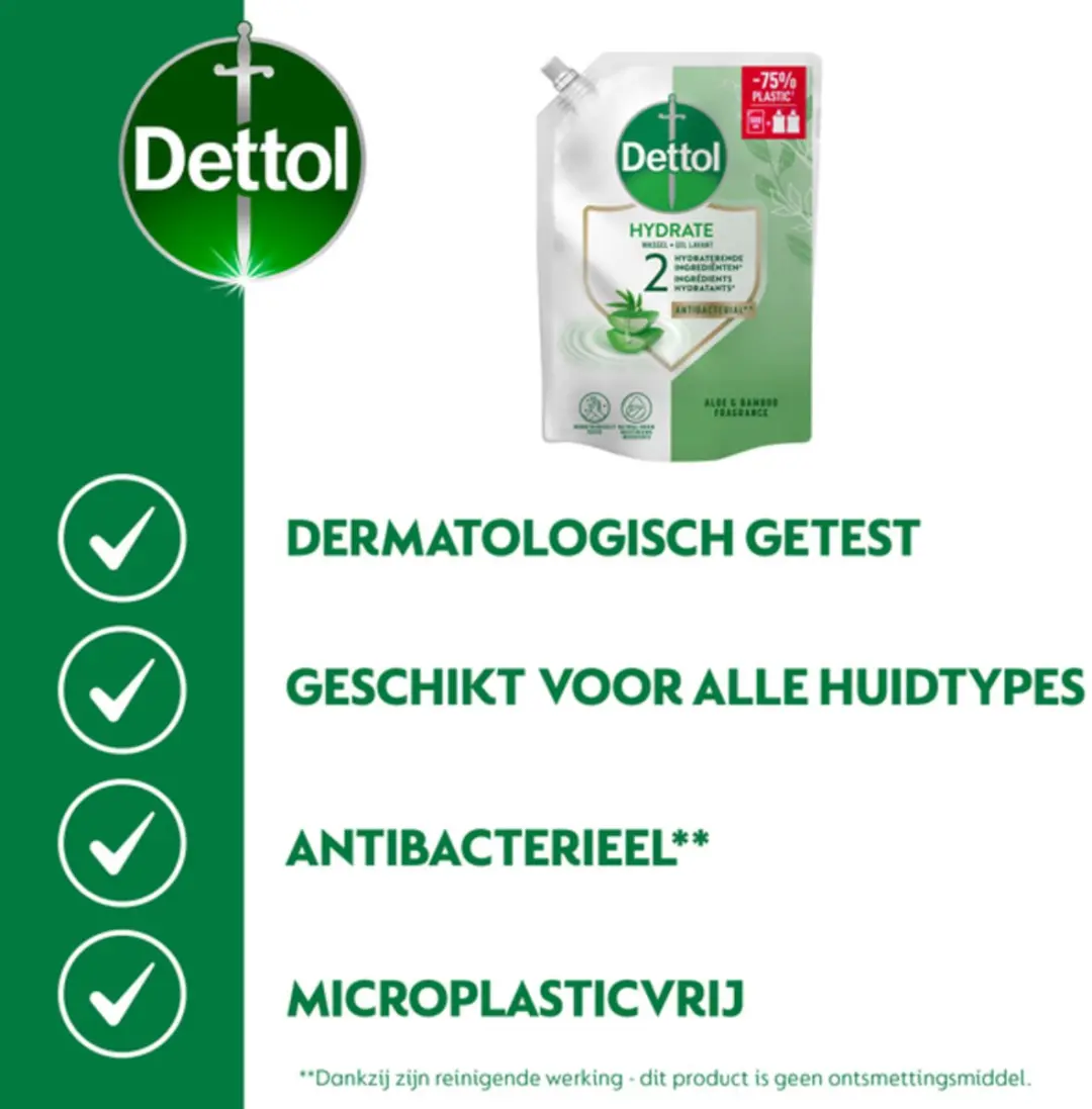 Dettol Handzeep Navulling Hydrate Aloë Vera 500ml - 10 Stuks