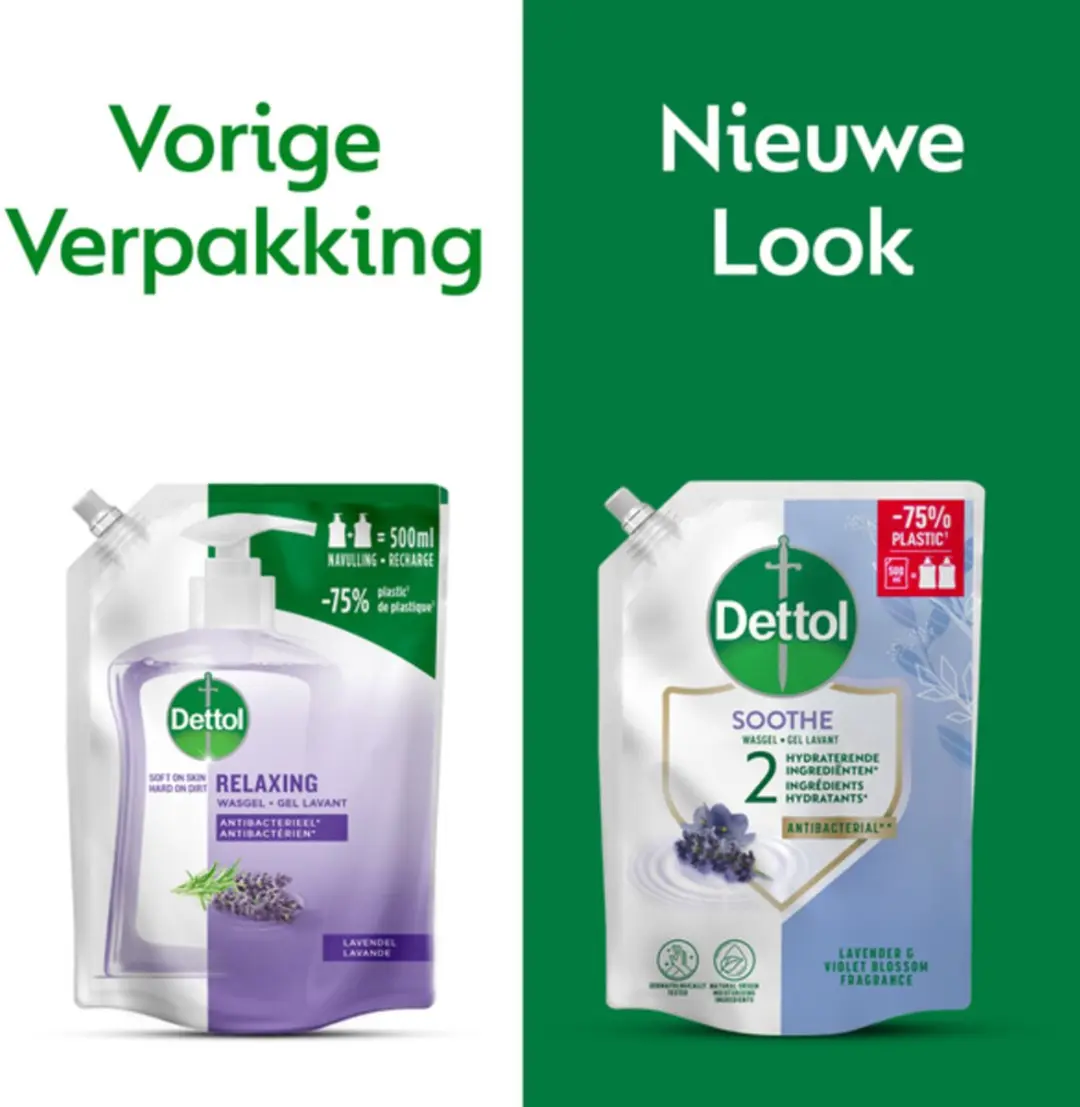 Dettol Handzeep Navulling Soothe Lavendel & Vioolbloesem 500ml - 2000ml (4x500ml)