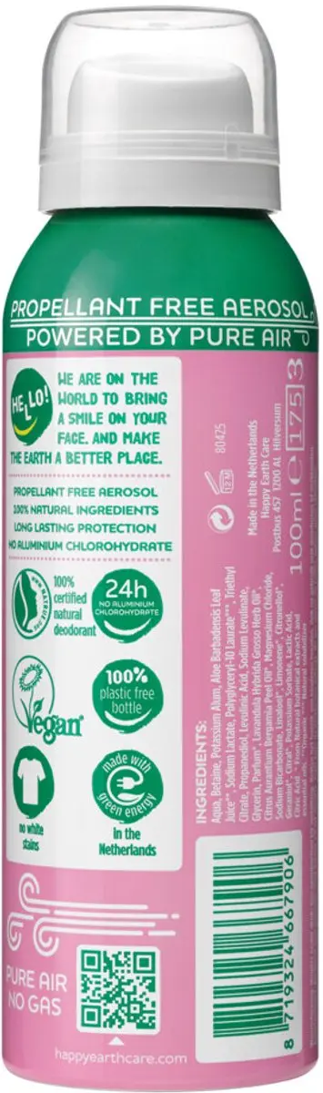 Happy Earth Deodorant Spray Lavender Ylang 100ml - 20 Stuks