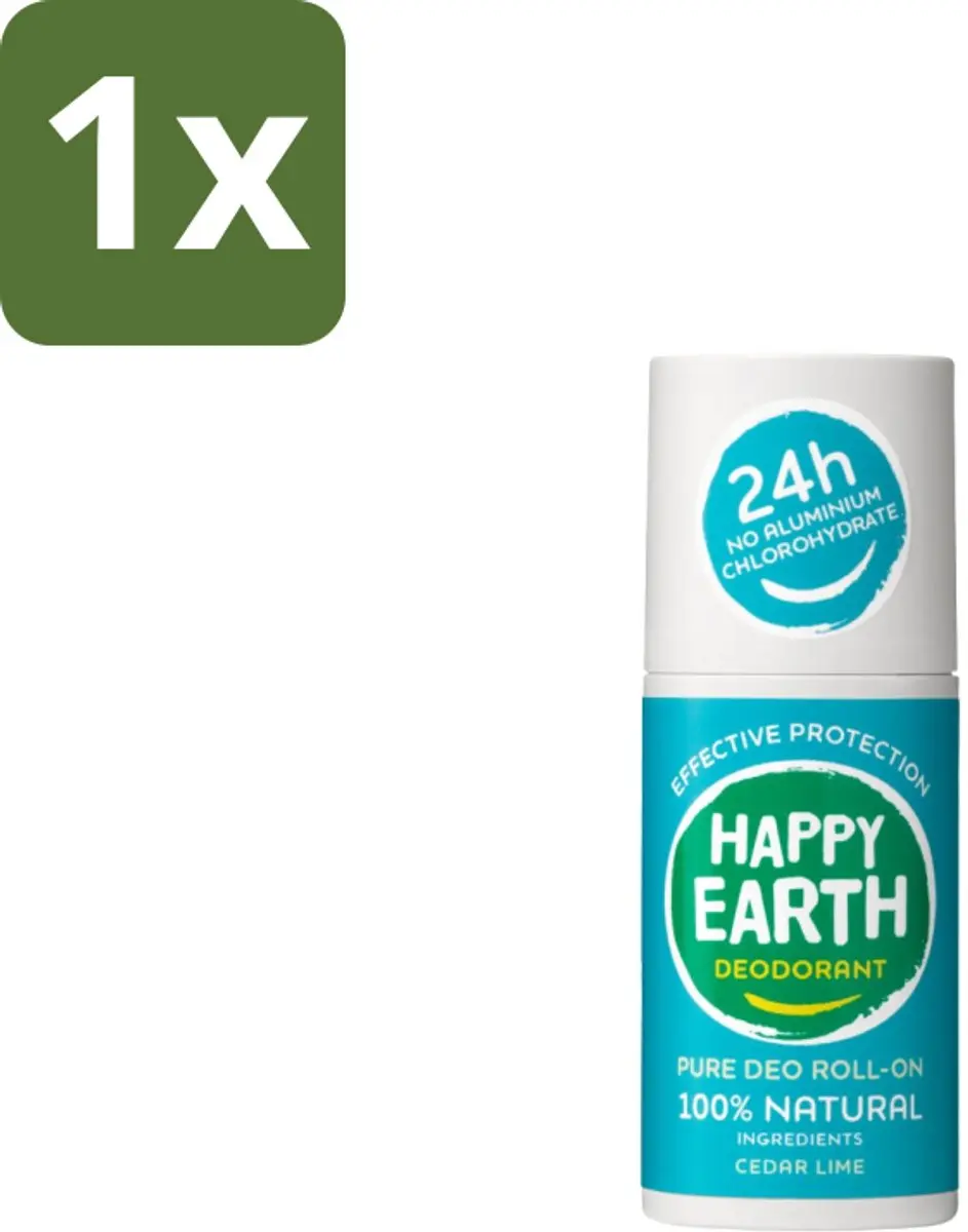 Happy Earth Deodorant Roll-On Cedar Lime 75ml