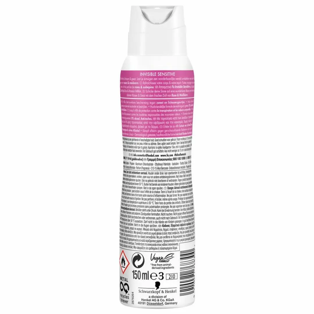 Fa Deodorant Spray Invisible Sensitive 150ml - 15 Stuks