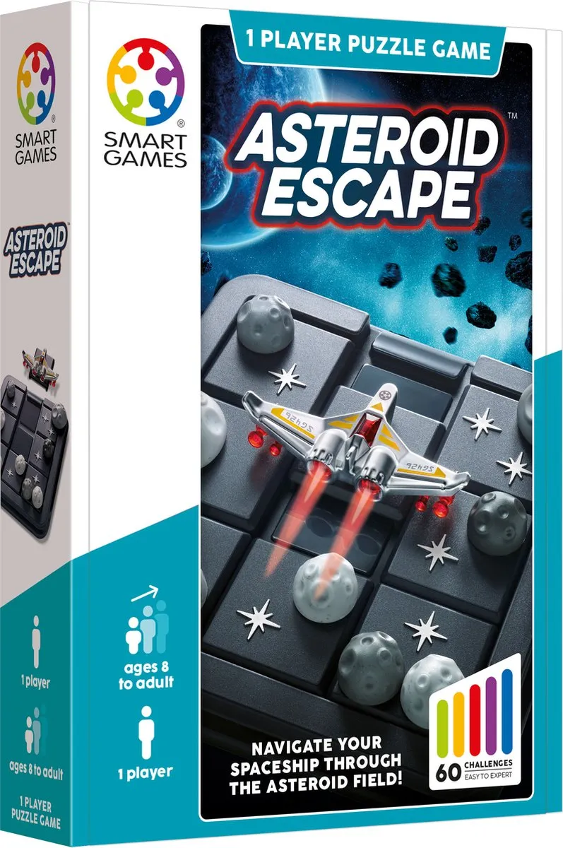 SmartGames - Asteroid Escape - 60 opdrachten vanaf 8 jaar - schuifpuzzel