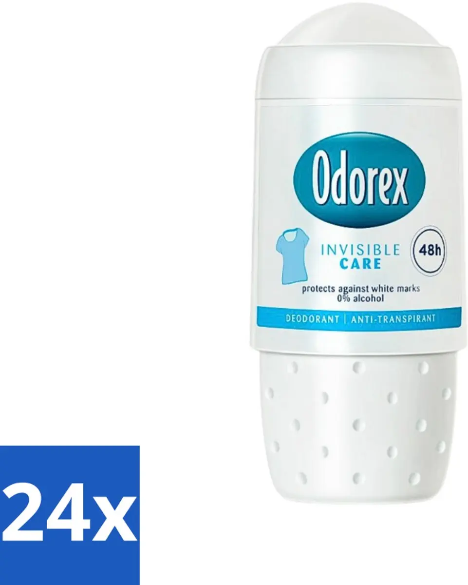 Odorex Deodorant Roller Invisible Care 50ml - 24 Stuks