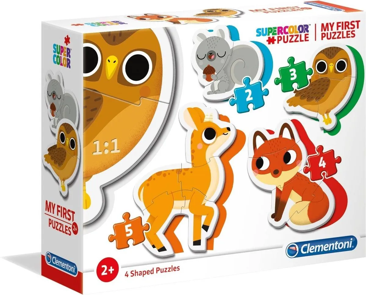 Clementoni Mijn Eerste Puzzel Bos Dieren - 12 Stuks - 4 Puzzels