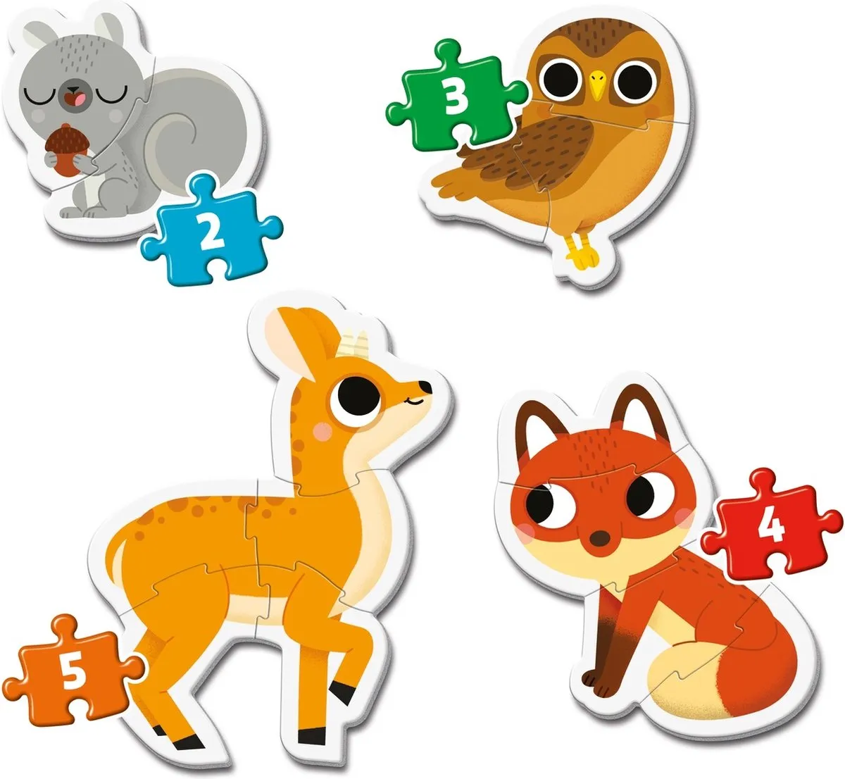 Clementoni Mijn Eerste Puzzel Bos Dieren - 12 Stuks - 4 Puzzels