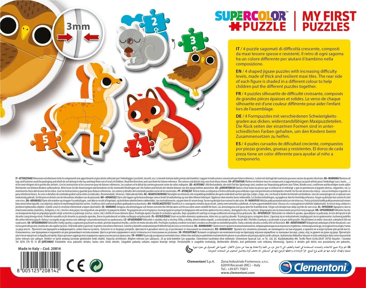 Clementoni Mijn Eerste Puzzel Bos Dieren - 12 Stuks - 4 Puzzels - afbeelding 6 van 6