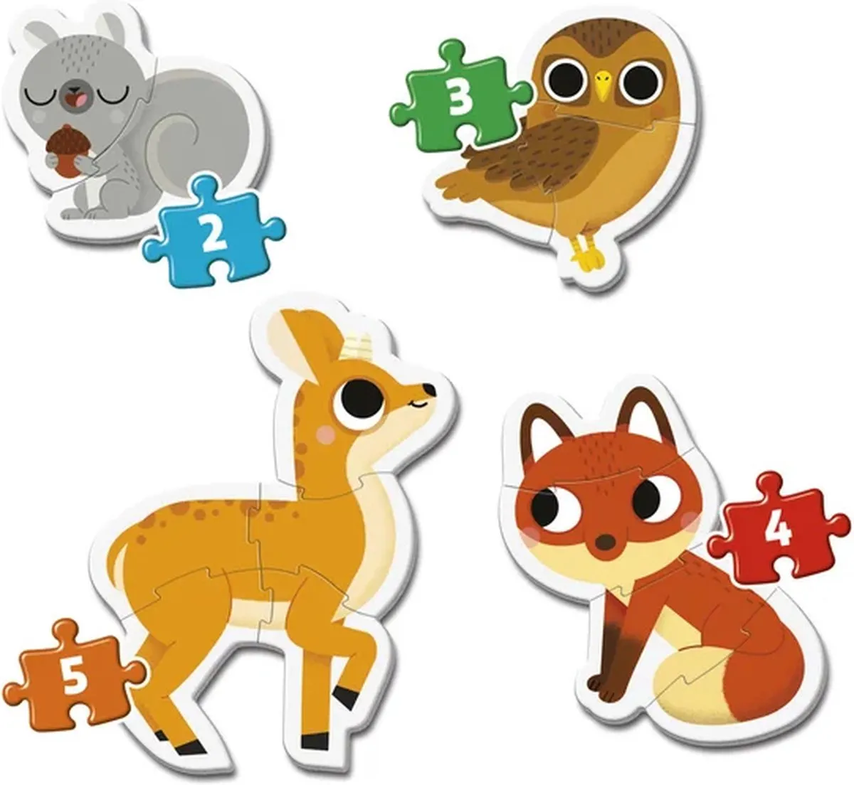Clementoni Mijn Eerste Puzzel Bos Dieren - 12 Stuks - 4 Puzzels