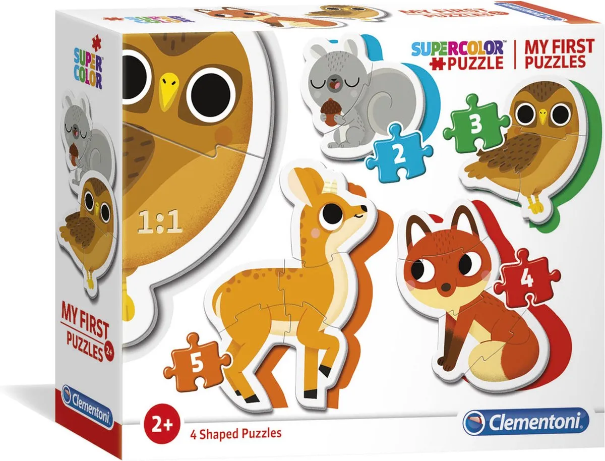 Clementoni Mijn Eerste Puzzel Bos Dieren - 12 Stuks - 4 Puzzels