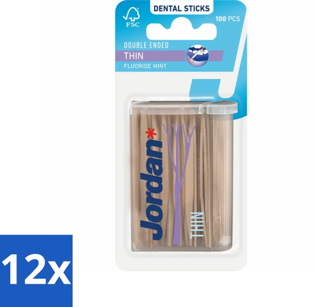 Jordan Tandenstokers Double Ended Thin 12x100 Stuks