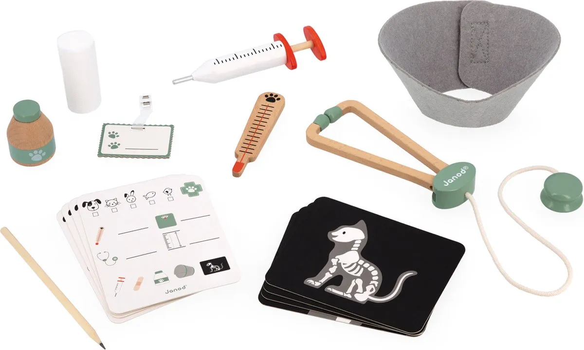 Janod Dierenarts Set - 16 Accessoires - Multicolor