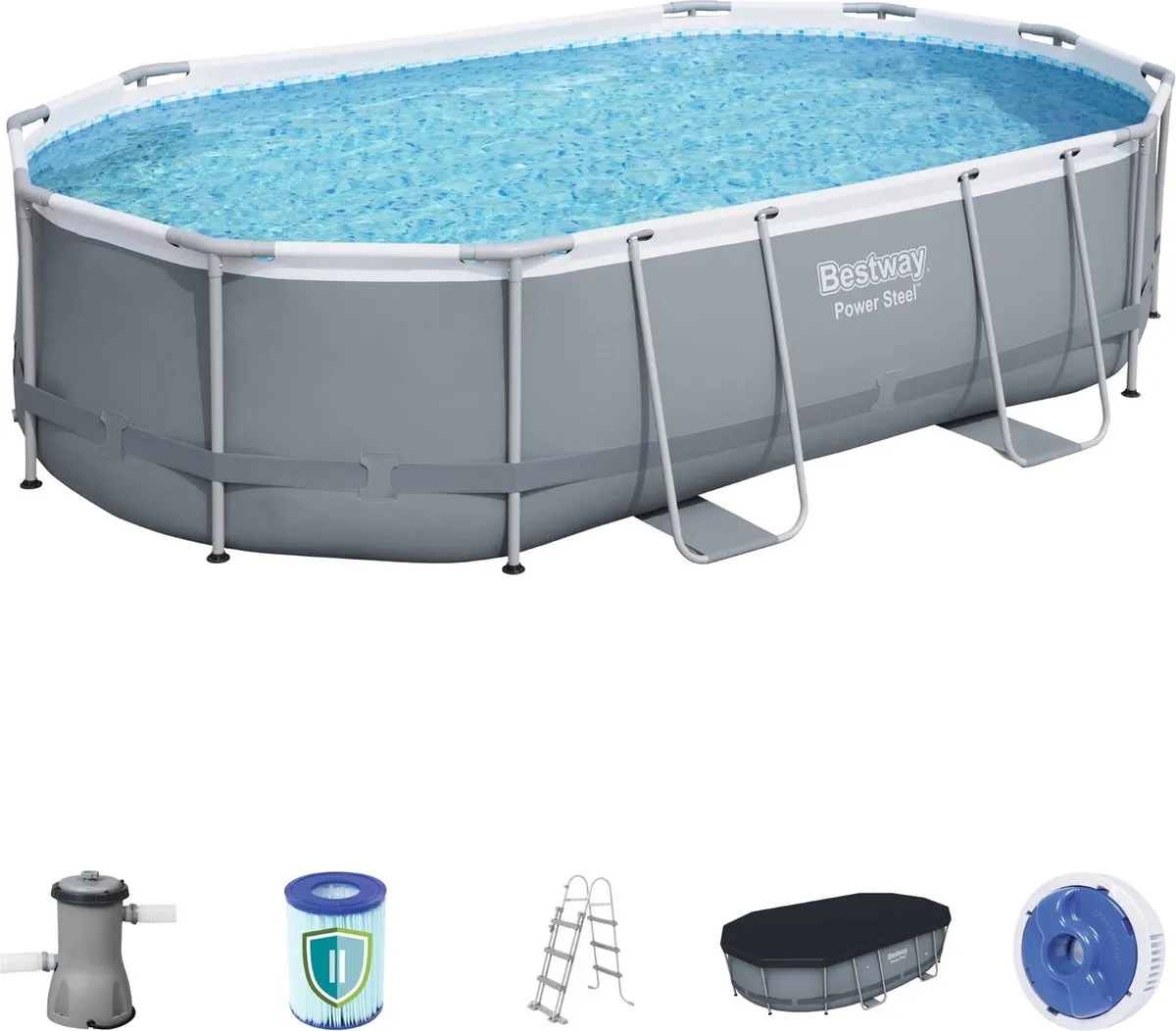 Bestway Power Steel 56448 Opzetzwembad - 488x305x107cm - Grijs - afbeelding 6 van 6
