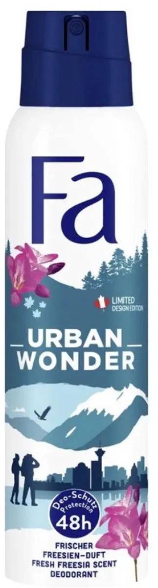 Fa Deodorant Spray Urban Wonder Aardbei 600ml - 4 Stuks