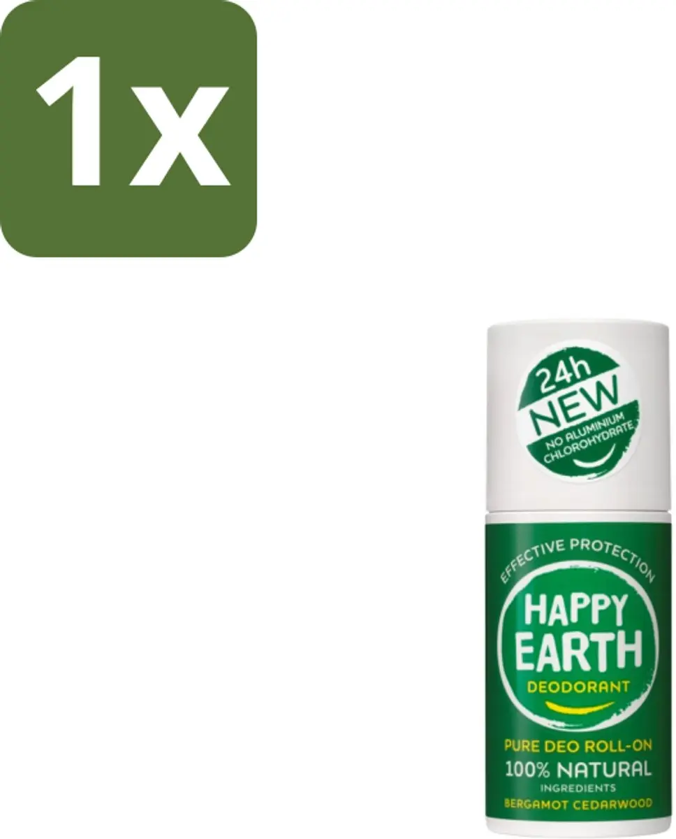 Happy Earth Roll-On Deodorant Bergamot & Cederhout 75ml