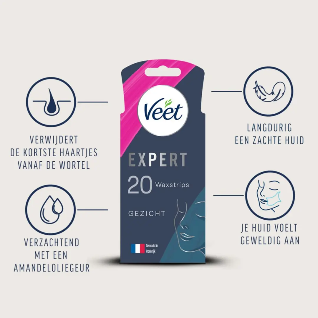 Veet Expert Gezicht Ontharingsstrips Sensitive - 20 Stuks