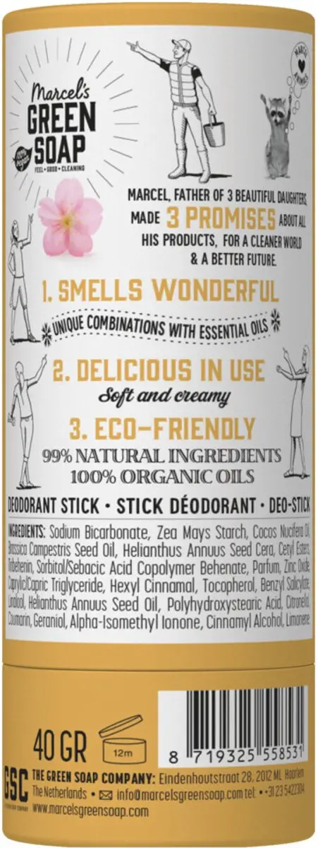 Marcel's Green Soap Deodorant Stick Vanille & Kersenbloesem 40g - 25 Stuks