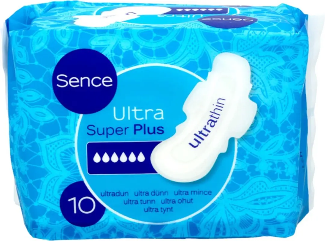 Sence Maandverband Super Plus - 240 Stuks (10x24) Blauw/Wit