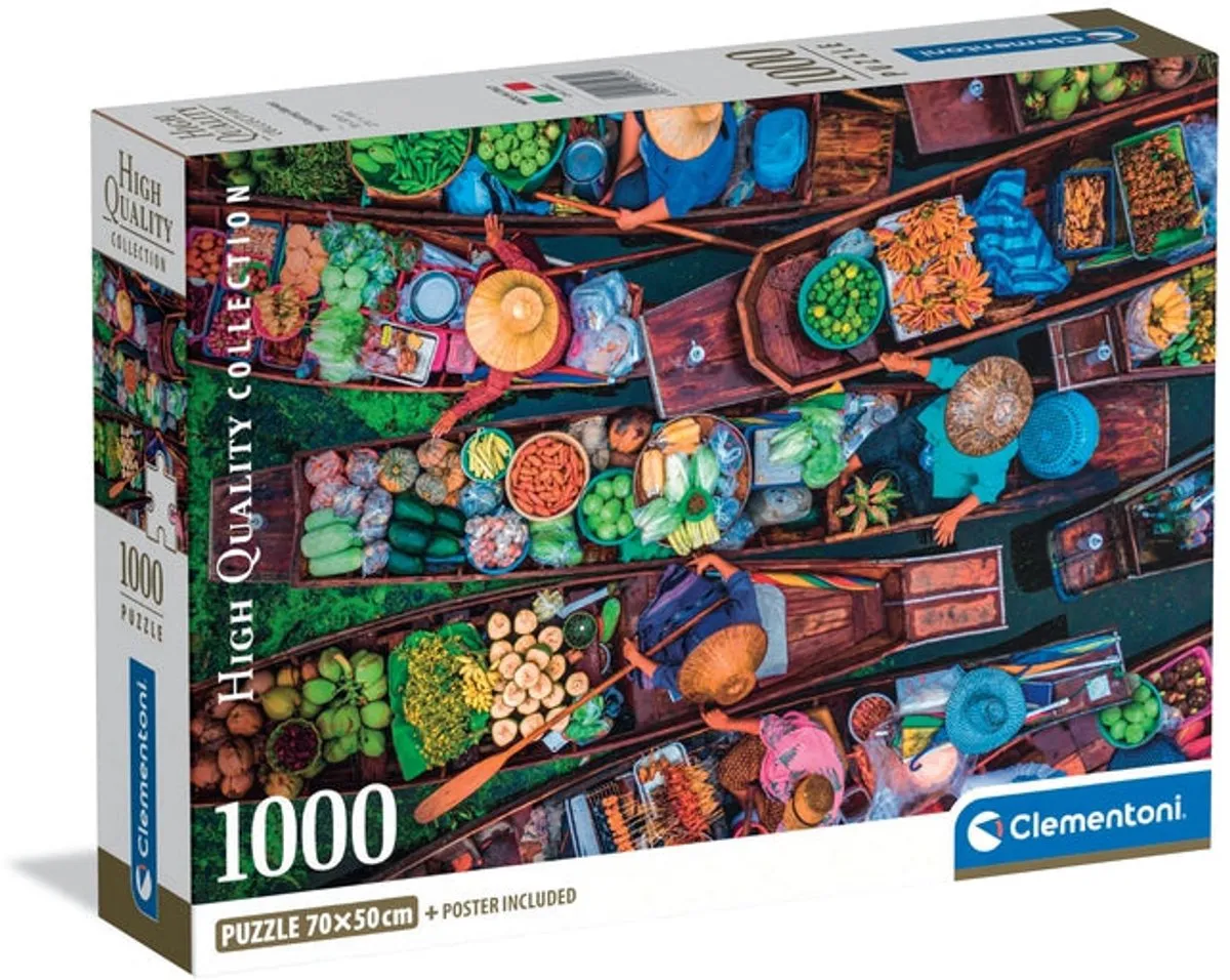 Clementoni Thaise Drijvende Markt Puzzel 1000 Stuks - Multikleur