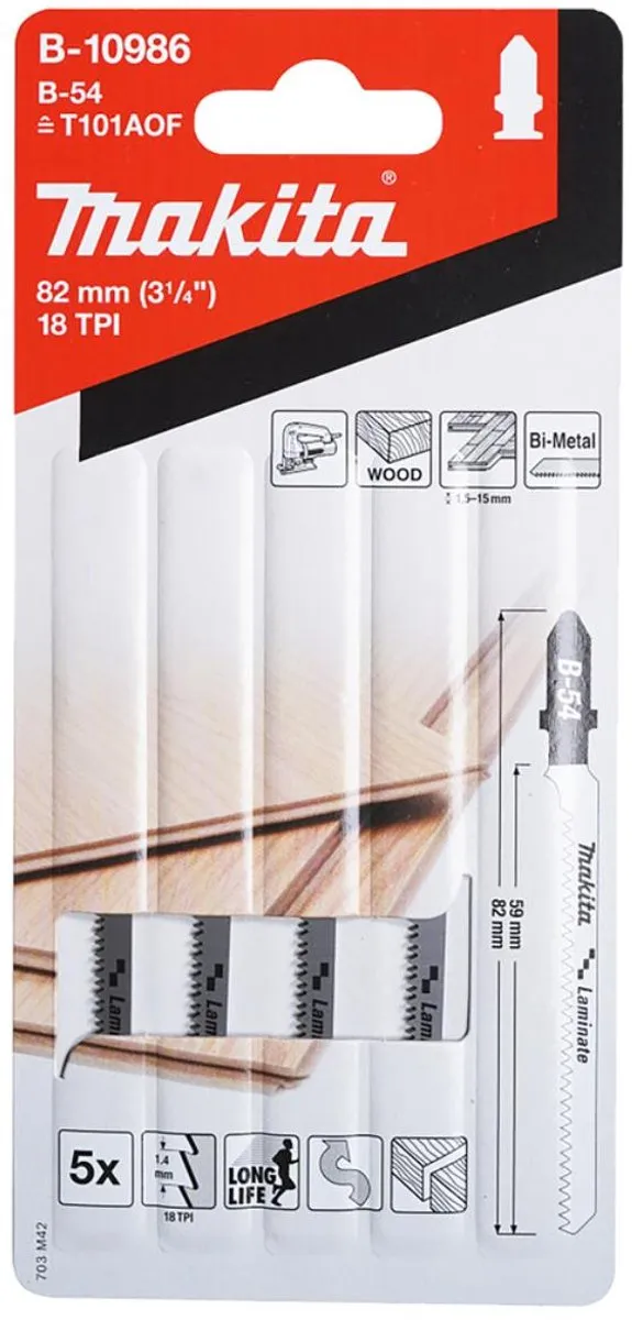 Makita B-10986 Decoupeerzaagblad T101AOF - 5 Stuks - Hout/Kunststof
