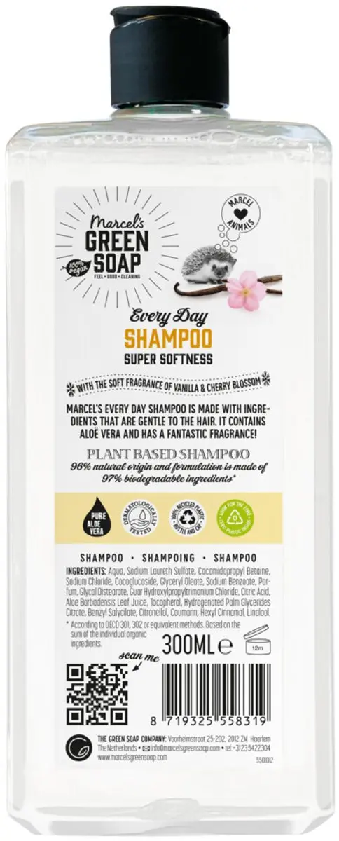 Marcel's Green Soap Every Day Shampoo Vanilla & Cherry Blossom 300ml - 25 Stuks