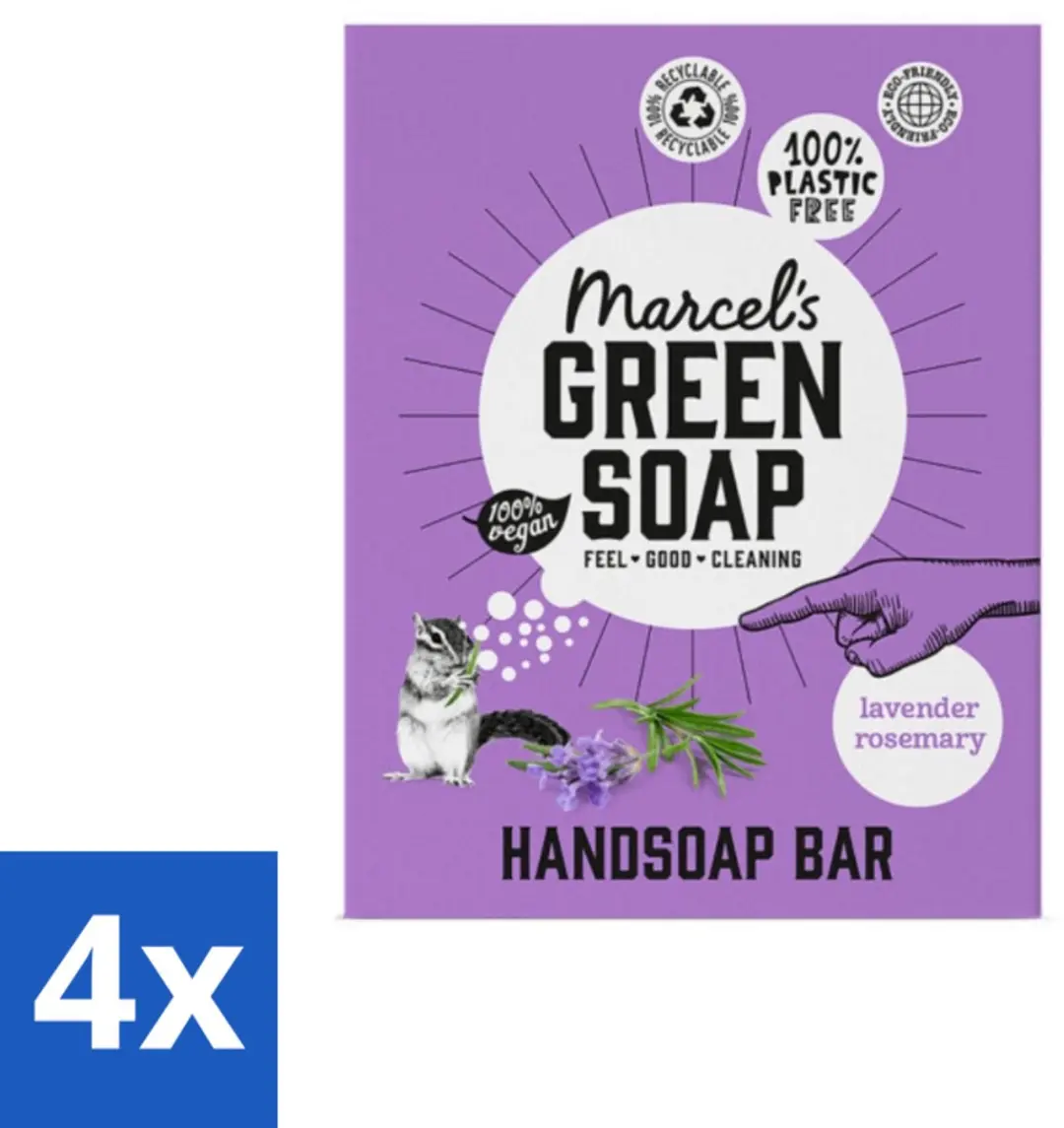 Marcel's Green Soap Handzeep Bar Lavendel & Rozemarijn - 4 Stuks