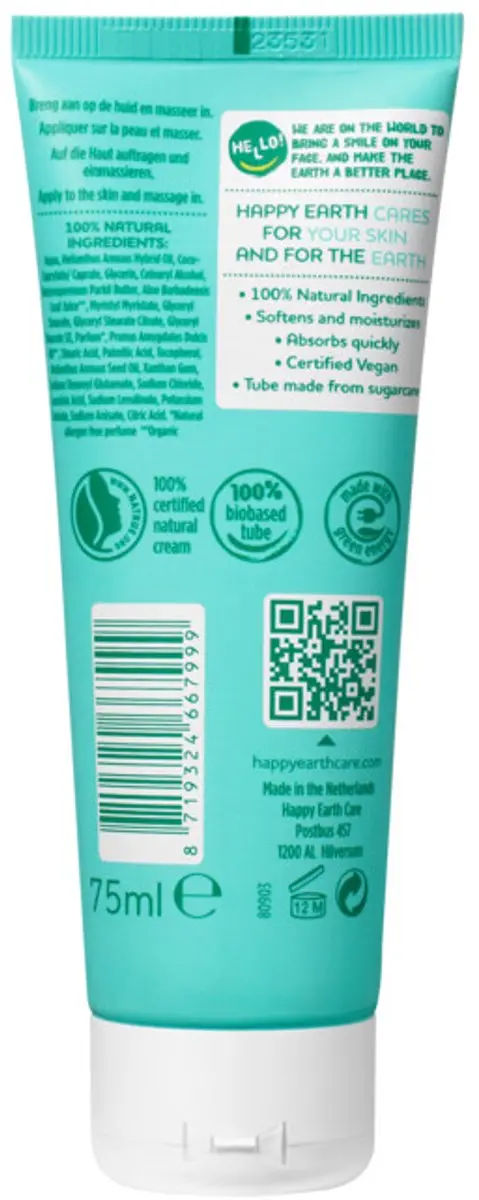 Happy Earth Handcrème 75ml - 12 Stuks
