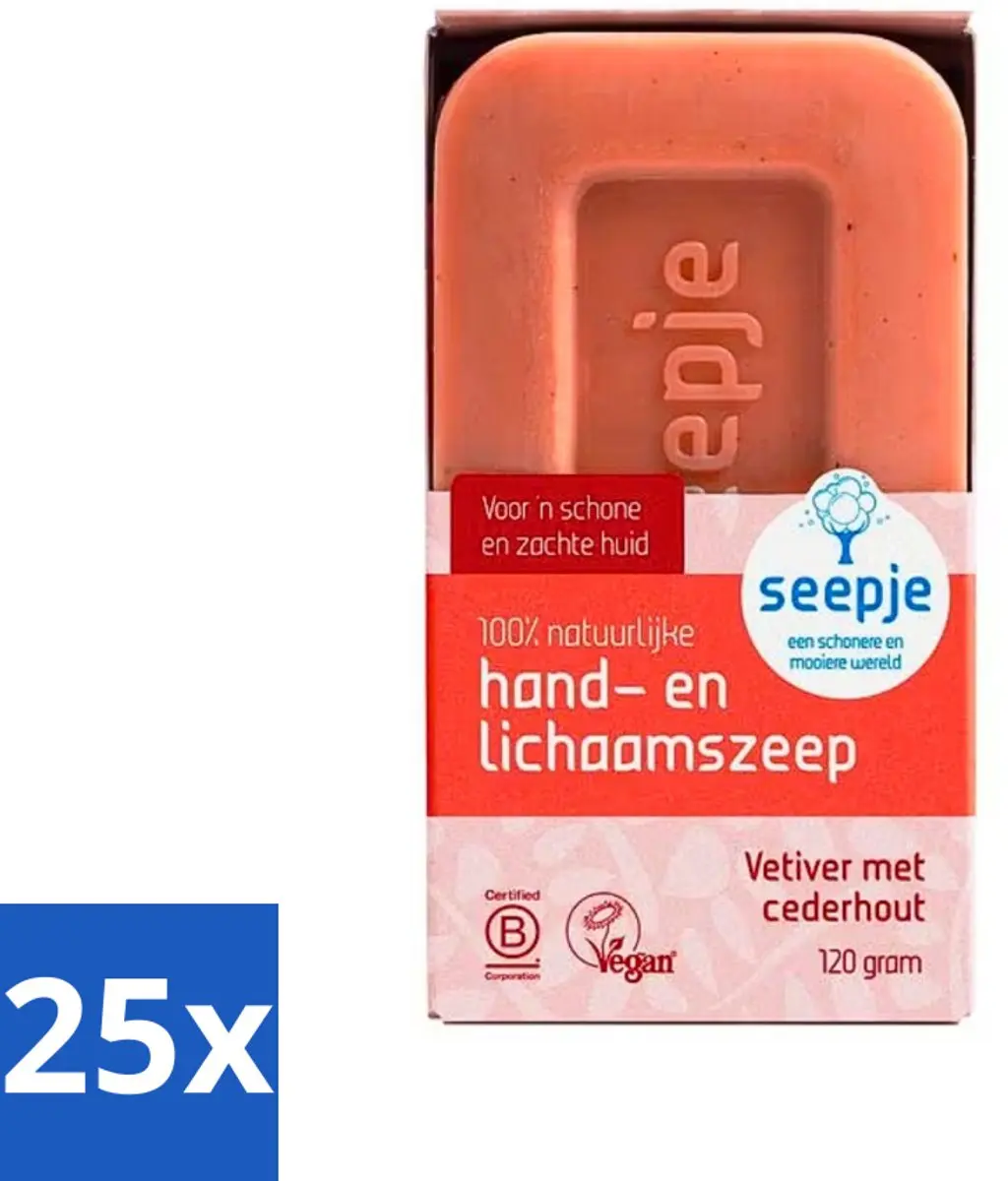 Seepje Vetiver met Cederhout Handzeep 120g - 25 Stuks