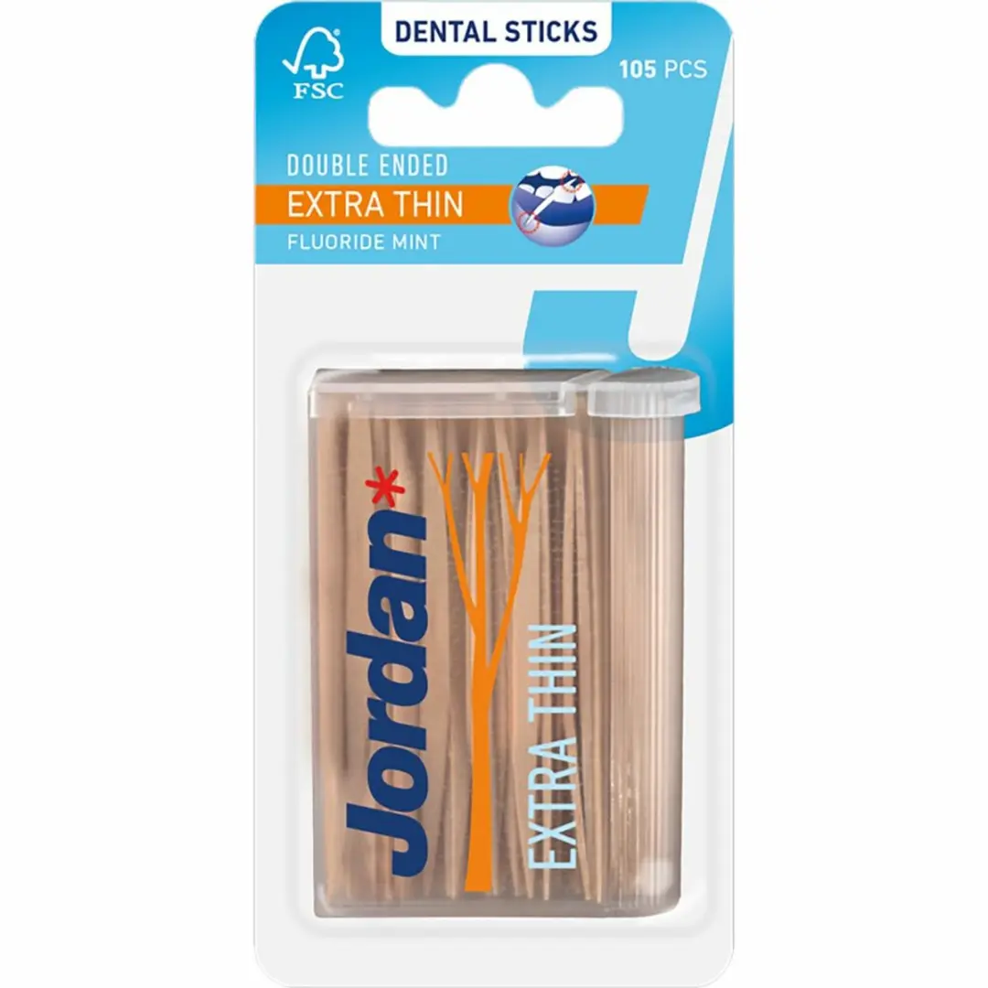 Jordan Tandenstokers Double Ended Extra Thin - 105 Stuks (7x15) - Wit