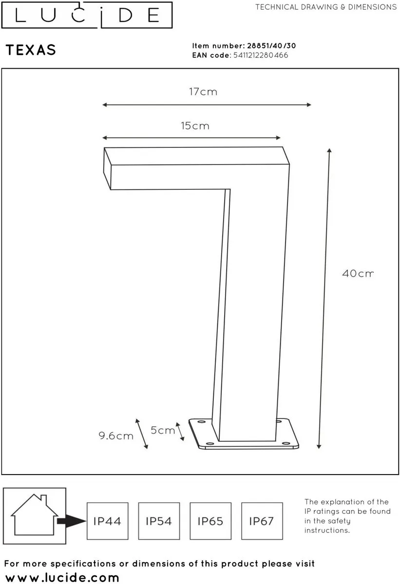 Lucide Texas Sokkellamp LED 8W 3000K - Antraciet