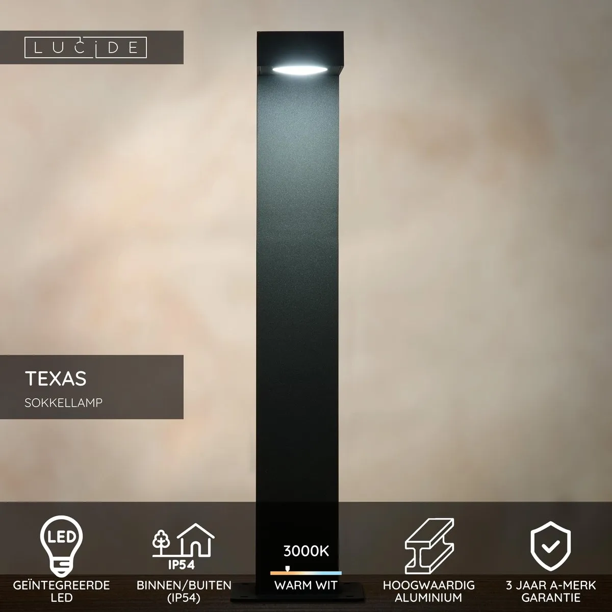 Lucide Texas Sokkellamp LED 8W 3000K - Antraciet