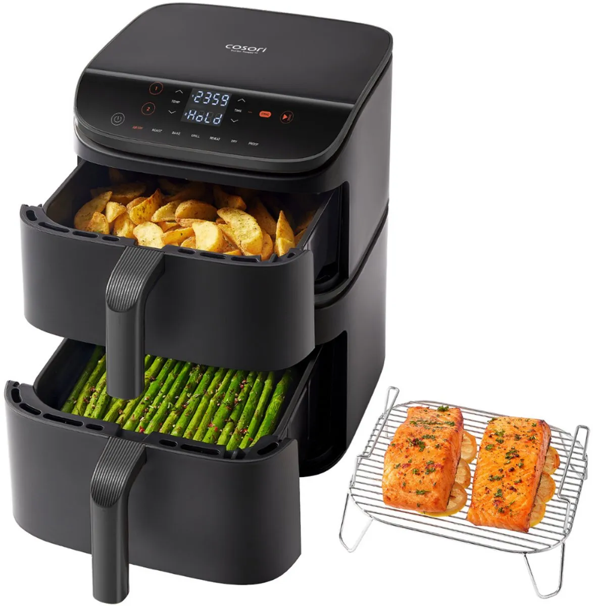 Cosori XXL Turbo Tower Airfryer 10.8L - 7 Programma's - Zwart/Grijs