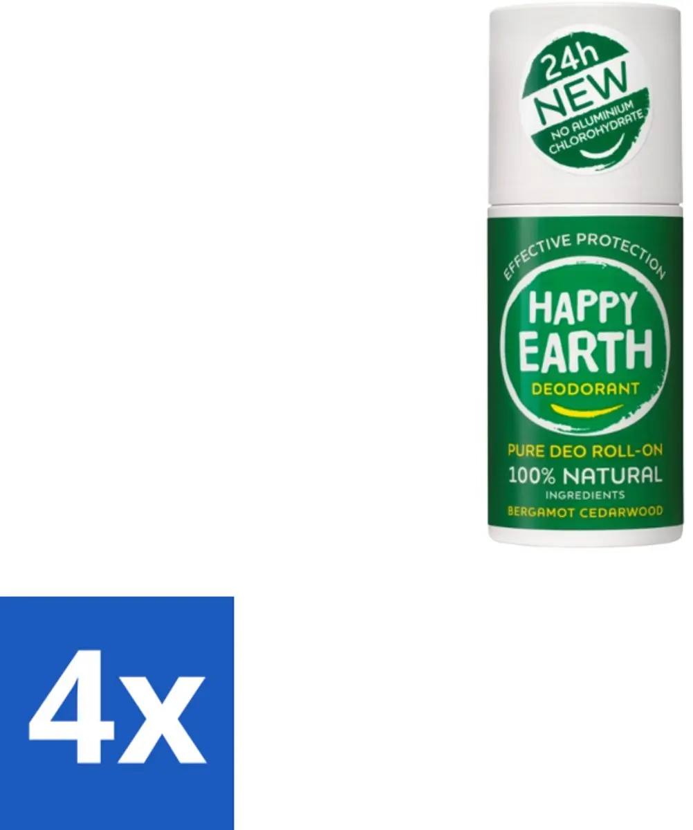 Happy Earth Deodorant Roll-On Bergamot Cedarwood 75ml