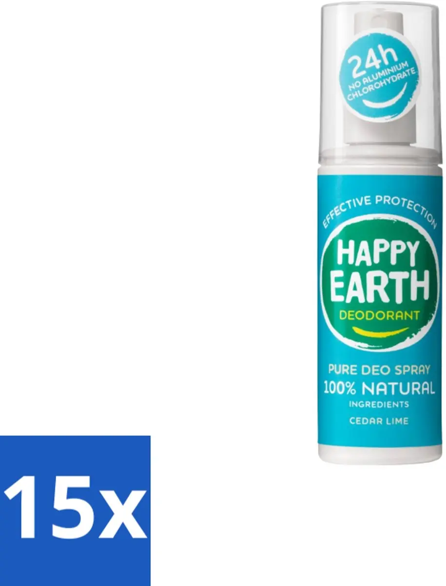 Happy Earth Deodorant Spray Cedar Lime 100ml