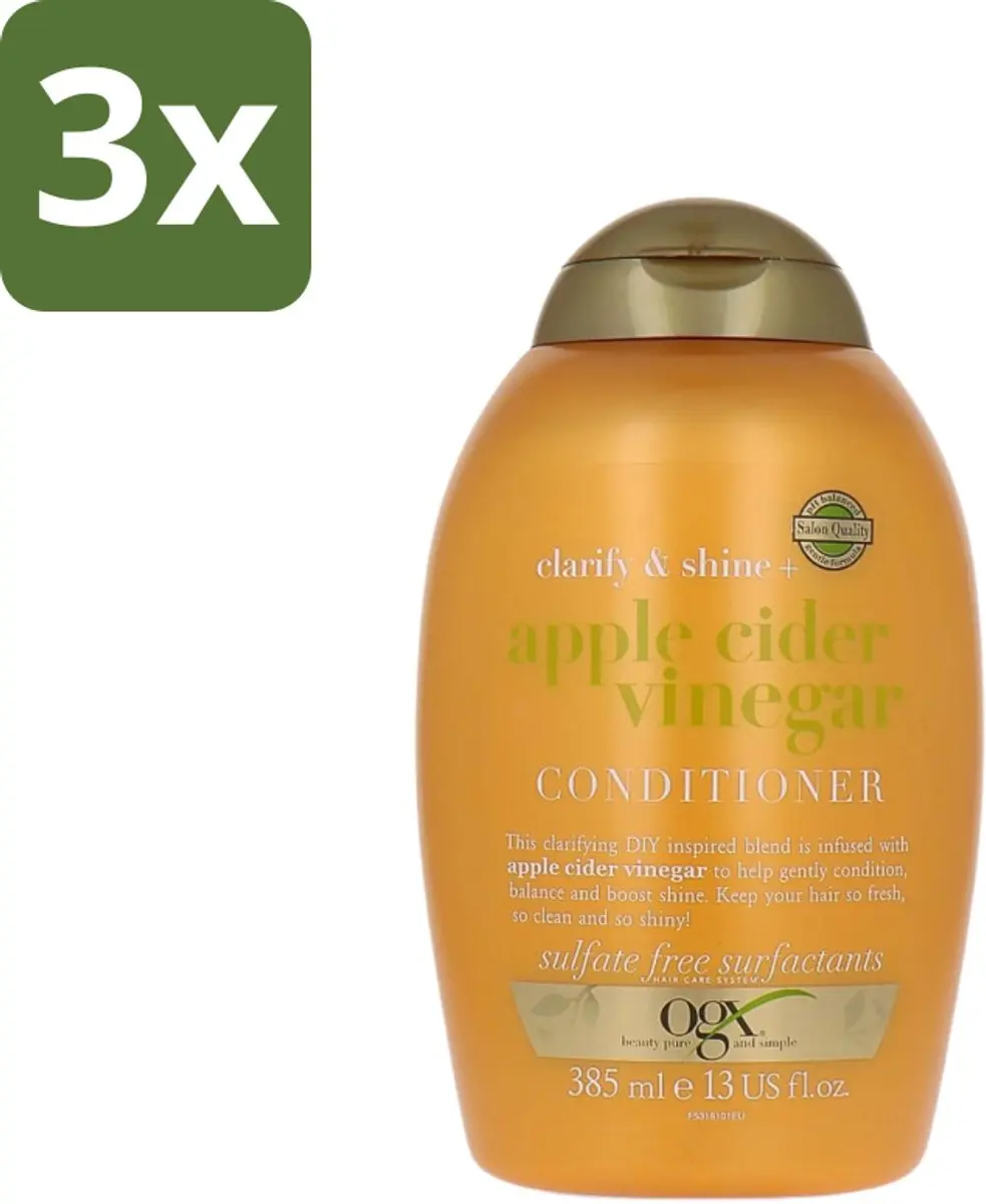OGX Apple Cider Vinegar Conditioner Clarify + Shine - 3x385ml
