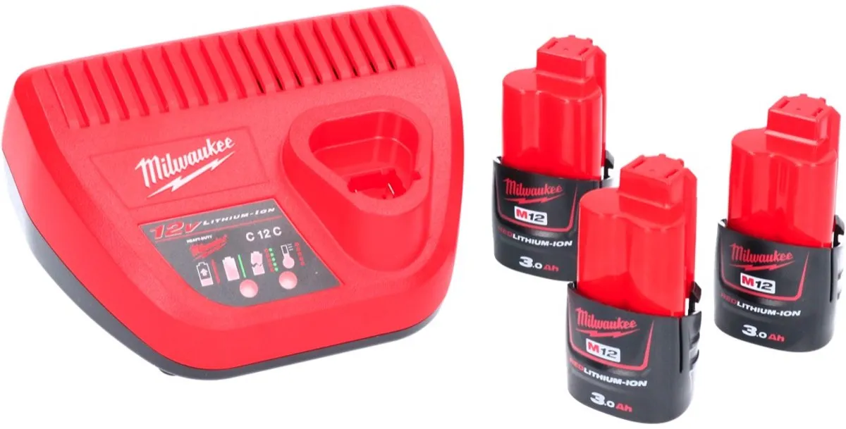 Milwaukee M12 NRG-303 Accu Pack - 3x 3.0Ah + C12C Lader