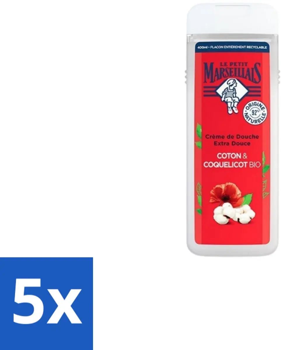 Le Petit Marseillais Douchegel Bio Katoenmelk & Papaver 400ml